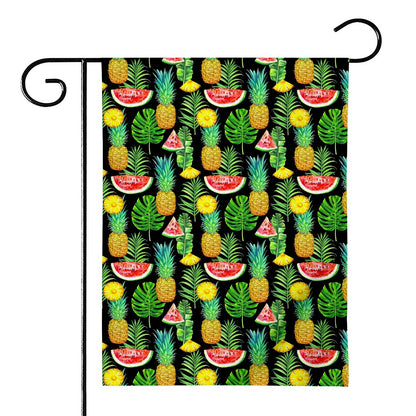 Black Tropical Pineapple Pattern Print House Flag