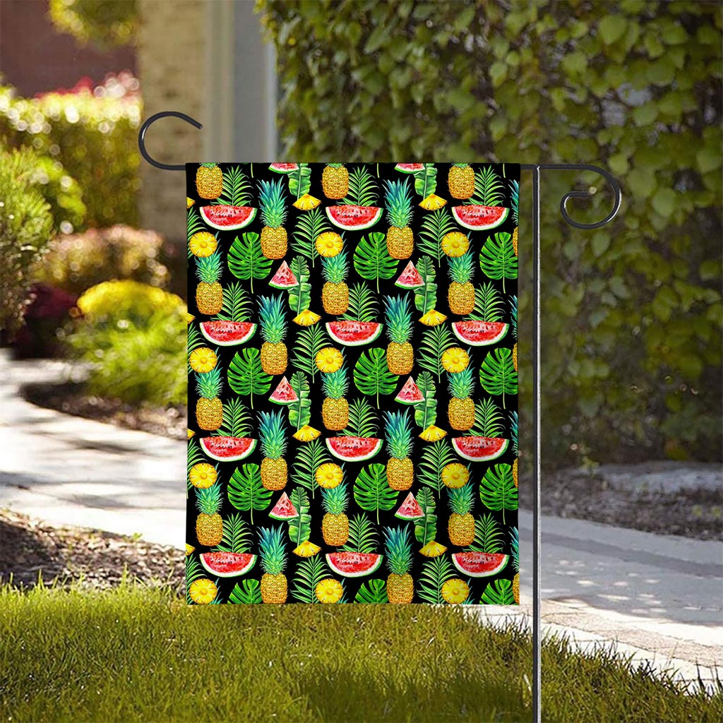Black Tropical Pineapple Pattern Print House Flag
