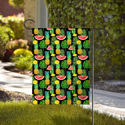 Black Tropical Pineapple Pattern Print House Flag