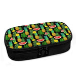 Black Tropical Pineapple Pattern Print Insulin Cooler Travel Case