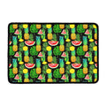 Black Tropical Pineapple Pattern Print Kitchen Mat