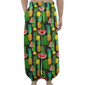 Black Tropical Pineapple Pattern Print Lantern Pants