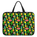 Black Tropical Pineapple Pattern Print Laptop Sleeve With Handle