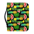 Black Tropical Pineapple Pattern Print Leather Bible Cover