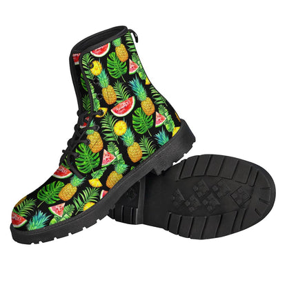 Black Tropical Pineapple Pattern Print Backpack