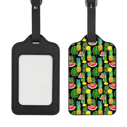 Black Tropical Pineapple Pattern Print Luggage Tag