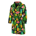 Black Tropical Pineapple Pattern Print Men's Bathrobe