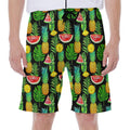 Black Tropical Pineapple Pattern Print Men's Beach Shorts