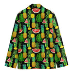 Black Tropical Pineapple Pattern Print Men's Blazer