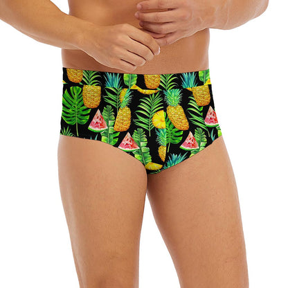 Black Tropical Pineapple Pattern Print Men's Briefs