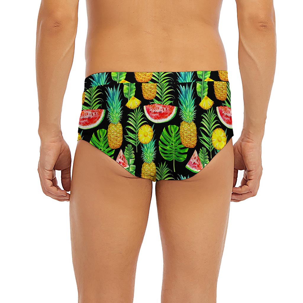 Black Tropical Pineapple Pattern Print Men's Briefs