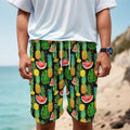 Black Tropical Pineapple Pattern Print Men's Cargo Shorts