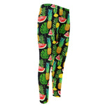 Black Tropical Pineapple Pattern Print Men's Compression Pants