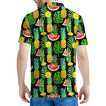 Black Tropical Pineapple Pattern Print Men's Polo Shirt