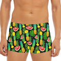 Black Tropical Pineapple Pattern Print Men's Short Boxer Briefs