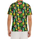 Black Tropical Pineapple Pattern Print Men's Short Sleeve Rash Guard