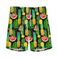 Black Tropical Pineapple Pattern Print Men's Athletic Shorts