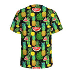 Black Tropical Pineapple Pattern Print Men's Sports T-Shirt