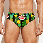 Black Tropical Pineapple Pattern Print Men's Swim Briefs