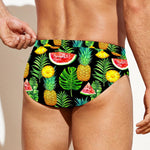 Black Tropical Pineapple Pattern Print Men's Swim Briefs