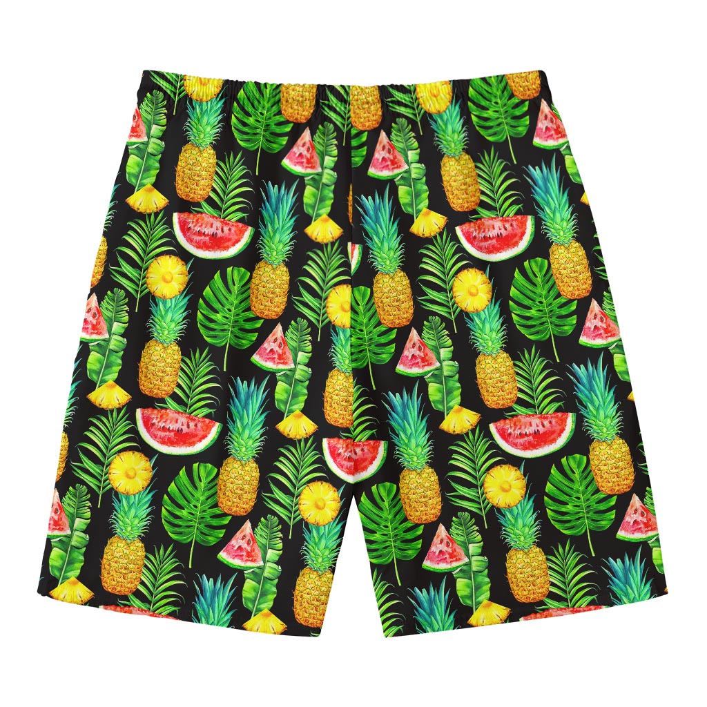 Black Tropical Pineapple Pattern Print Men's Swim Trunks