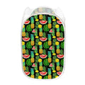 Black Tropical Pineapple Pattern Print Mesh Laundry Hamper