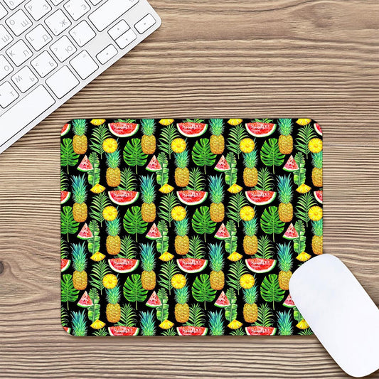 Black Tropical Pineapple Pattern Print Mouse Pad