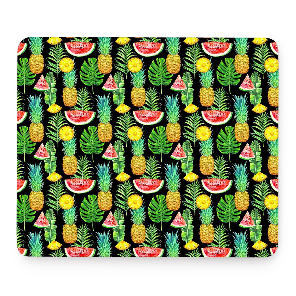 Black Tropical Pineapple Pattern Print Mouse Pad