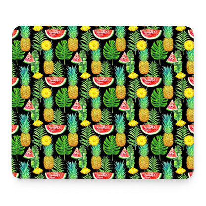 Black Tropical Pineapple Pattern Print Mouse Pad
