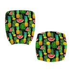 Black Tropical Pineapple Pattern Print Office Chair Cover