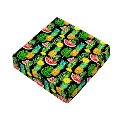 Black Tropical Pineapple Pattern Print Outdoor Seat Cushion Cover