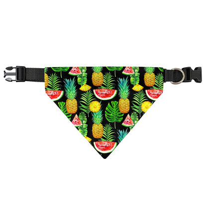 Black Tropical Pineapple Pattern Print Over The Collar Dog Bandana