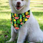 Black Tropical Pineapple Pattern Print Over The Collar Dog Bandana