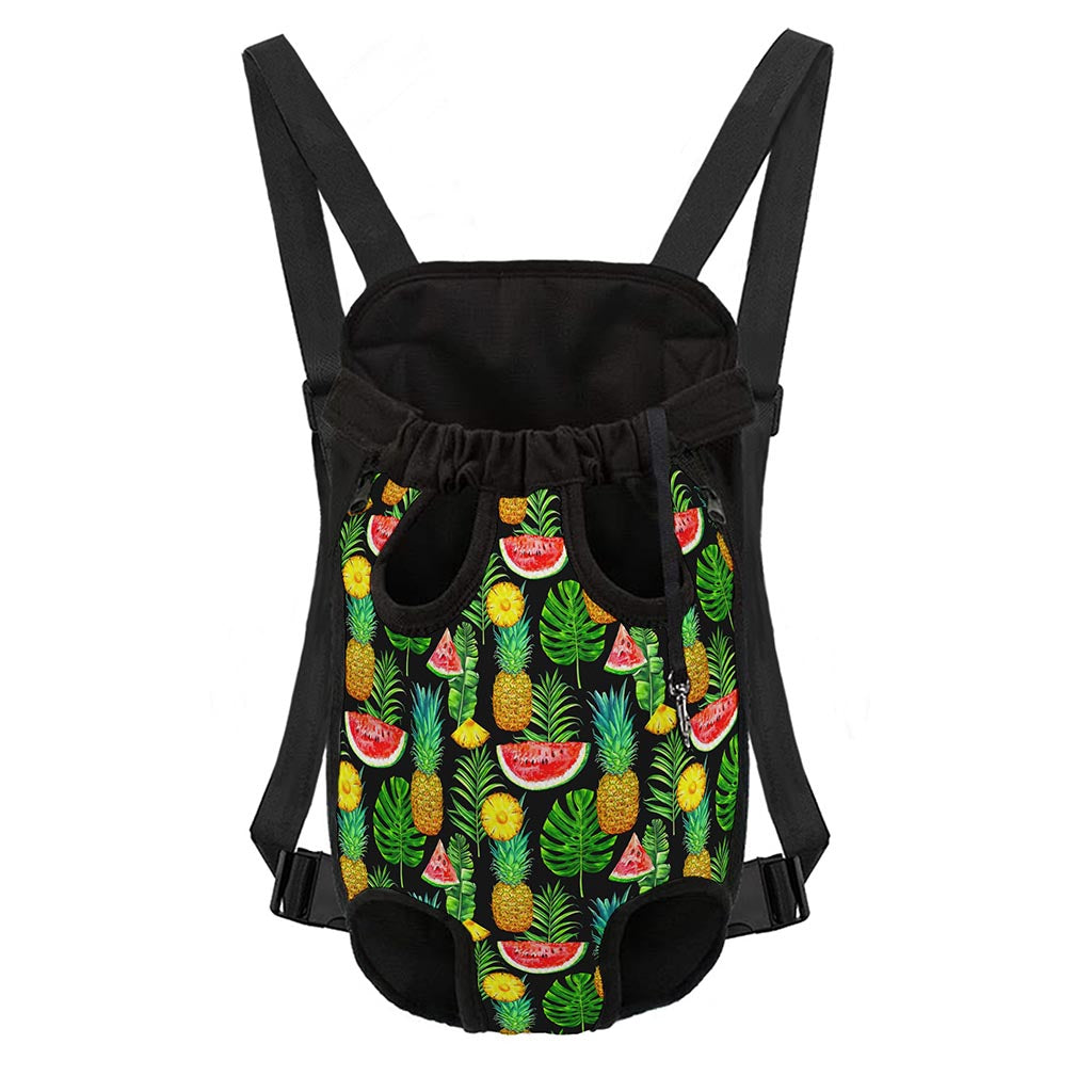 Black Tropical Pineapple Pattern Print Pet Carrier Backpack