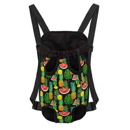 Black Tropical Pineapple Pattern Print Pet Carrier Backpack