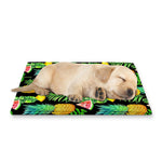 Black Tropical Pineapple Pattern Print Pet Cooling Mat Cover