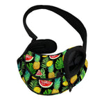 Black Tropical Pineapple Pattern Print Pet Sling Carrier