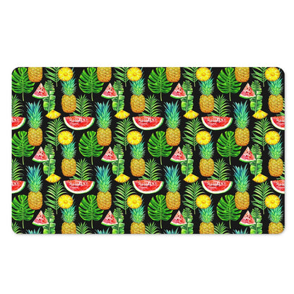 Black Tropical Pineapple Pattern Print Polyester Doormat