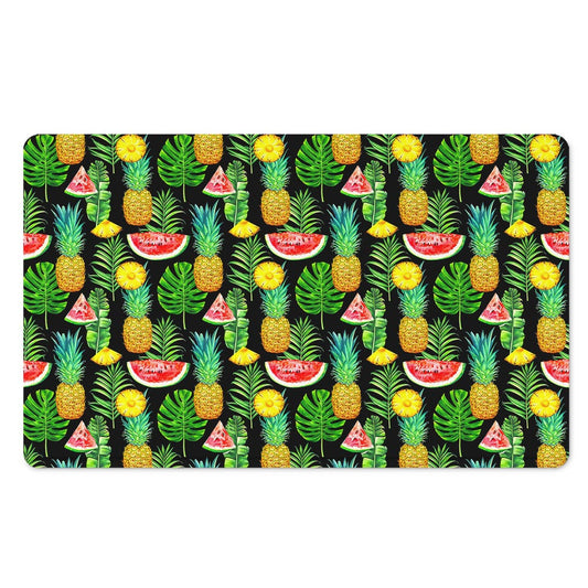 Black Tropical Pineapple Pattern Print Polyester Doormat