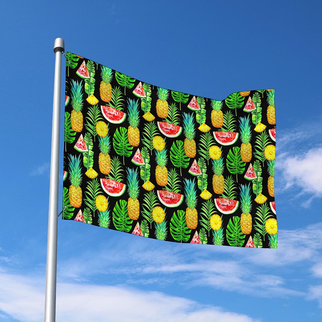 Black Tropical Pineapple Pattern Print Polyester Flag