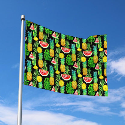 Black Tropical Pineapple Pattern Print Polyester Flag