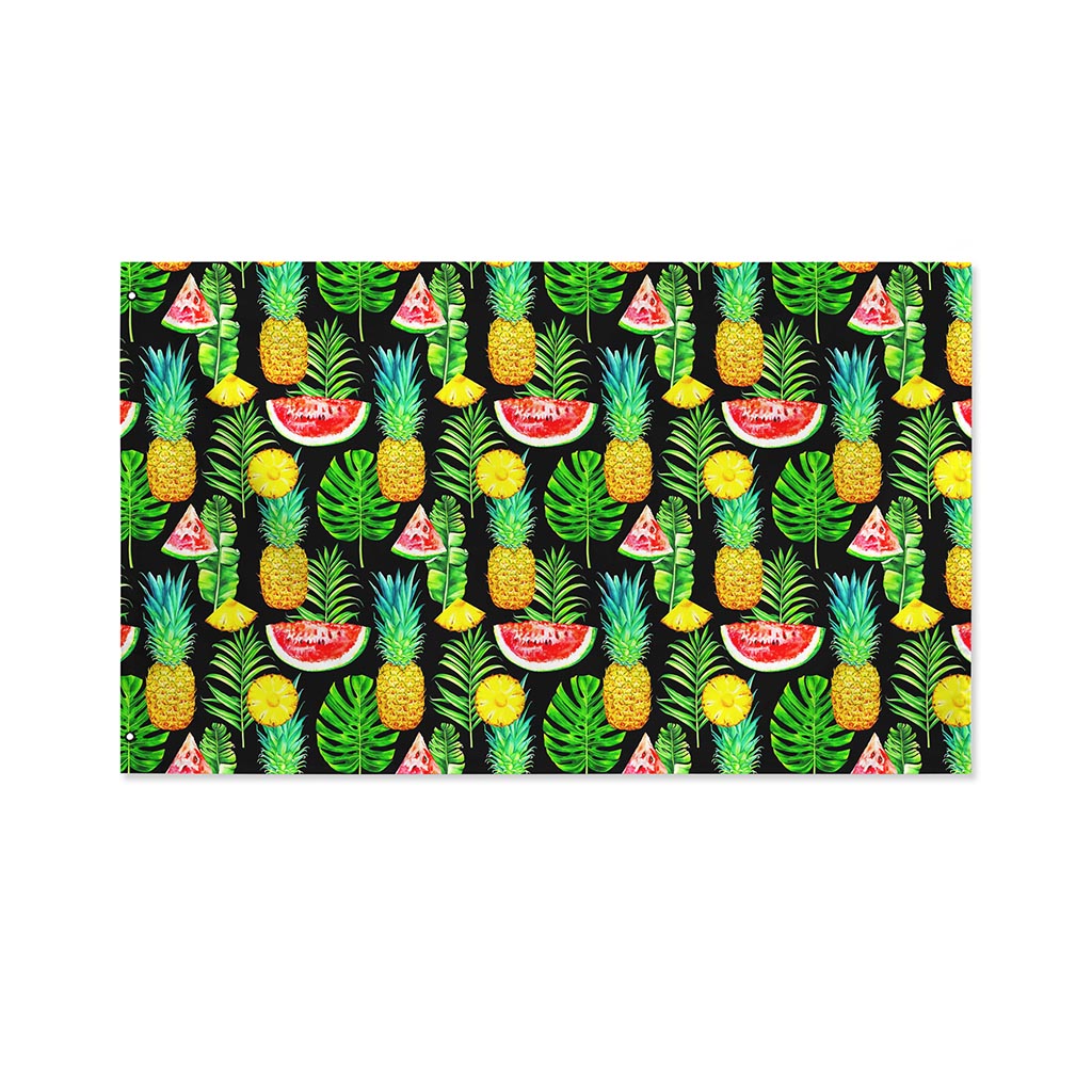 Black Tropical Pineapple Pattern Print Polyester Flag