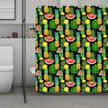 Black Tropical Pineapple Pattern Print Polyester Shower Curtain