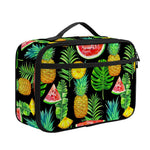 Black Tropical Pineapple Pattern Print Portable Lunch Bag
