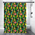 Black Tropical Pineapple Pattern Print Premium Shower Curtain