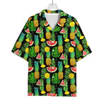 Black Tropical Pineapple Pattern Print Rayon Hawaiian Shirt