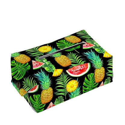 Black Tropical Pineapple Pattern Print Rectangle Tissue Box Cover