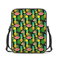 Black Tropical Pineapple Pattern Print Rectangular Crossbody Bag