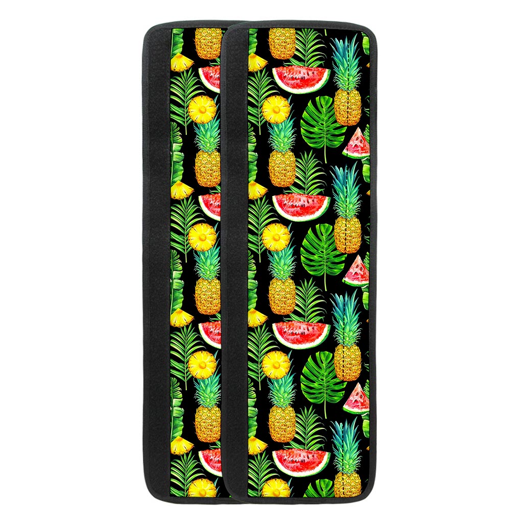 Black Tropical Pineapple Pattern Print Refrigerator Handle Covers