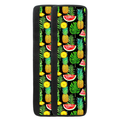 Black Tropical Pineapple Pattern Print Refrigerator Handle Covers